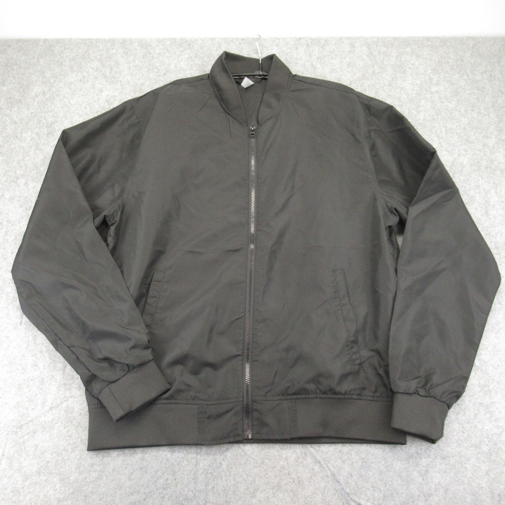 Mens Independent Trading Co. Black Polyester Full Zip Bomber Jacket Size‎ L